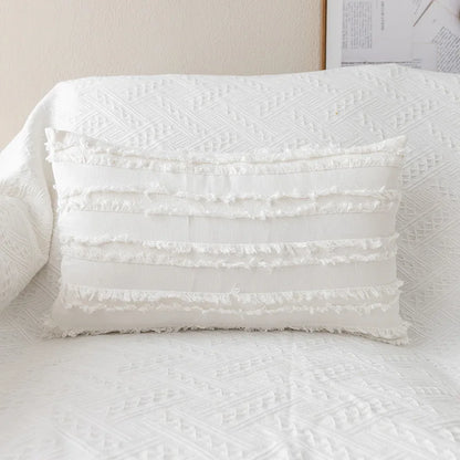 DecorBites™ Daisy Floral Embroidery Pillow Cover 45x45cm/30x50cm White Blooms Cozy Soft Décor