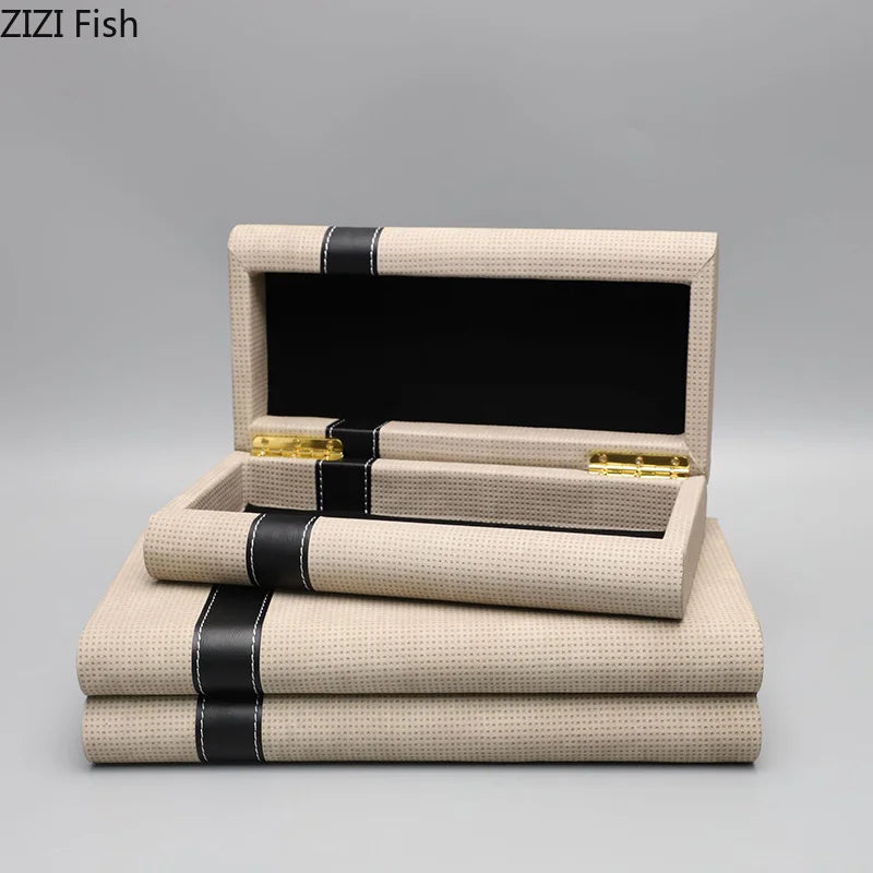 DecorBites™ Leather Jewelry Box: Minimalist Decorative Storage for Dresser and Table
