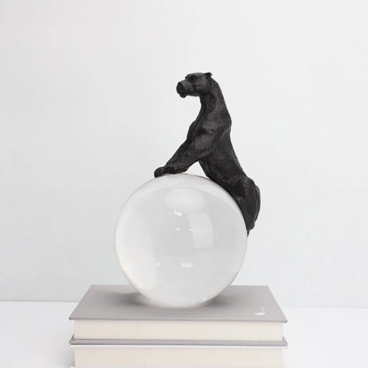 DecorBites™ Crystal Ball Metal Animal Sculptures Home Decor Figurines