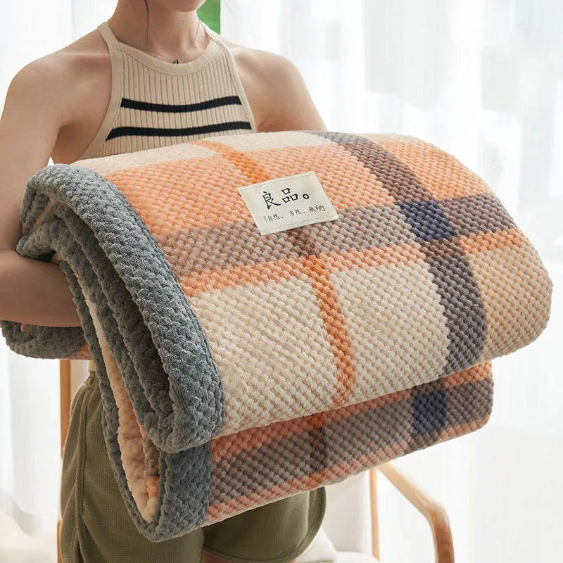 Striped Coral Fleece Blanket