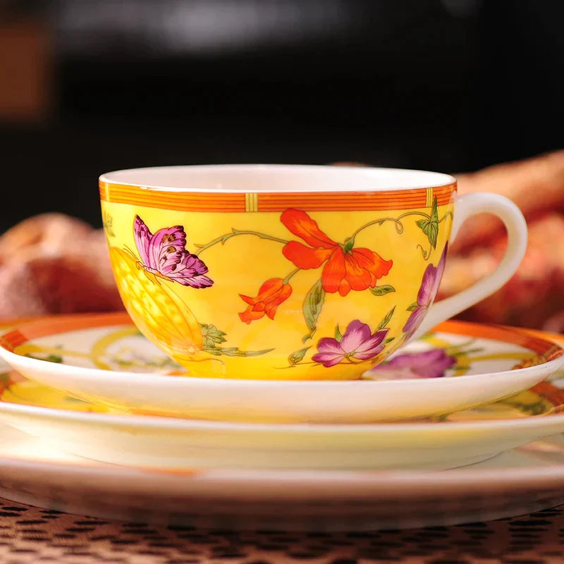 DecorBites™ Elegant Butterfly Kitchen Tableware Set: Coffee Cup, Saucer, Coffeepot, Creamer, Sugar Jar, Plates, Cake Plate