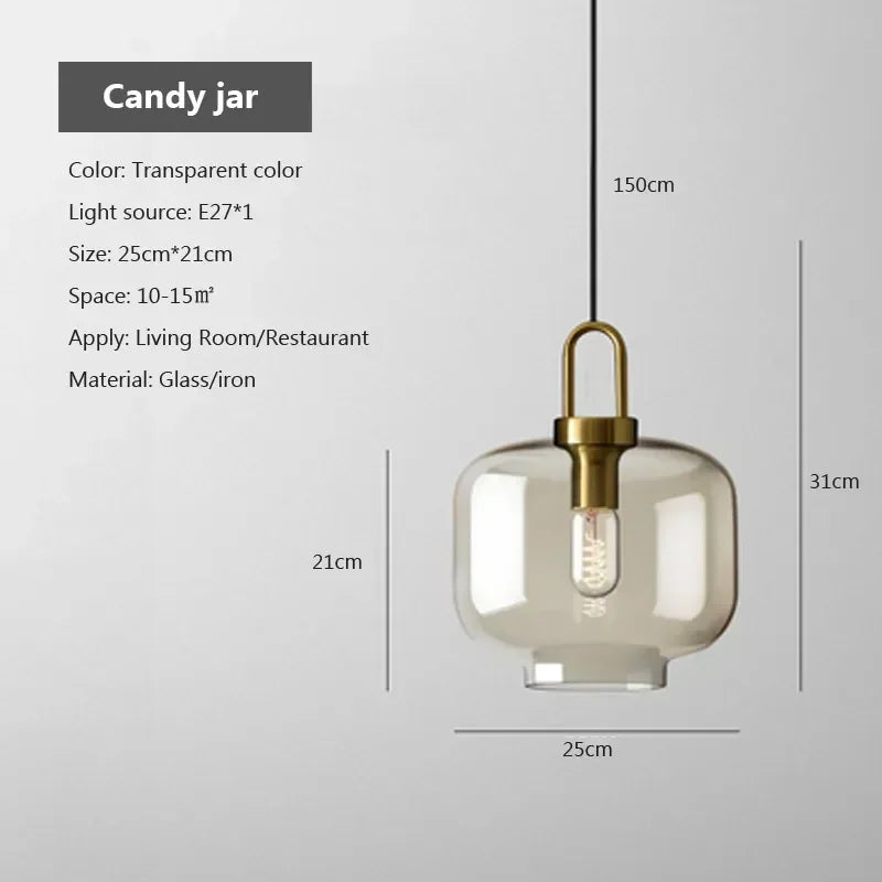 DecorBites™ Industrial Glass Pendant Light for Living Room Kitchen Chandeliers