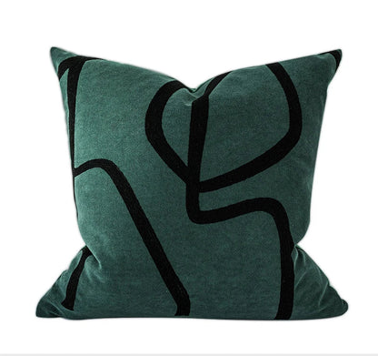 DecorBites™ Geometric Line Embroidered Suede Pillowcase for Sofa Bed Living Room