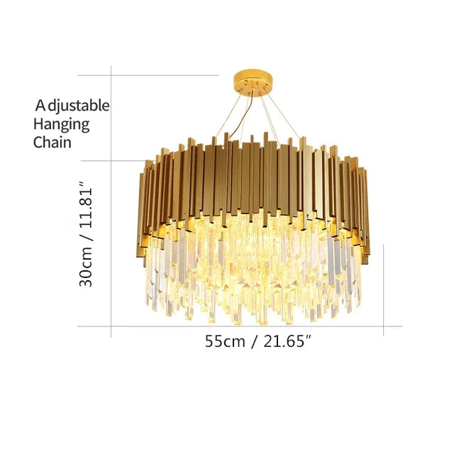 Gold Round Crystal Chandelier 72cm Hanging