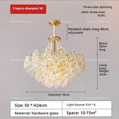 DecorBites™ French Chandelier Pearl Glass Rose 2024 Master Bedroom Lighting