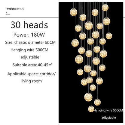 Gypsophila Glass Bubble Staircase Pendant Chandelier