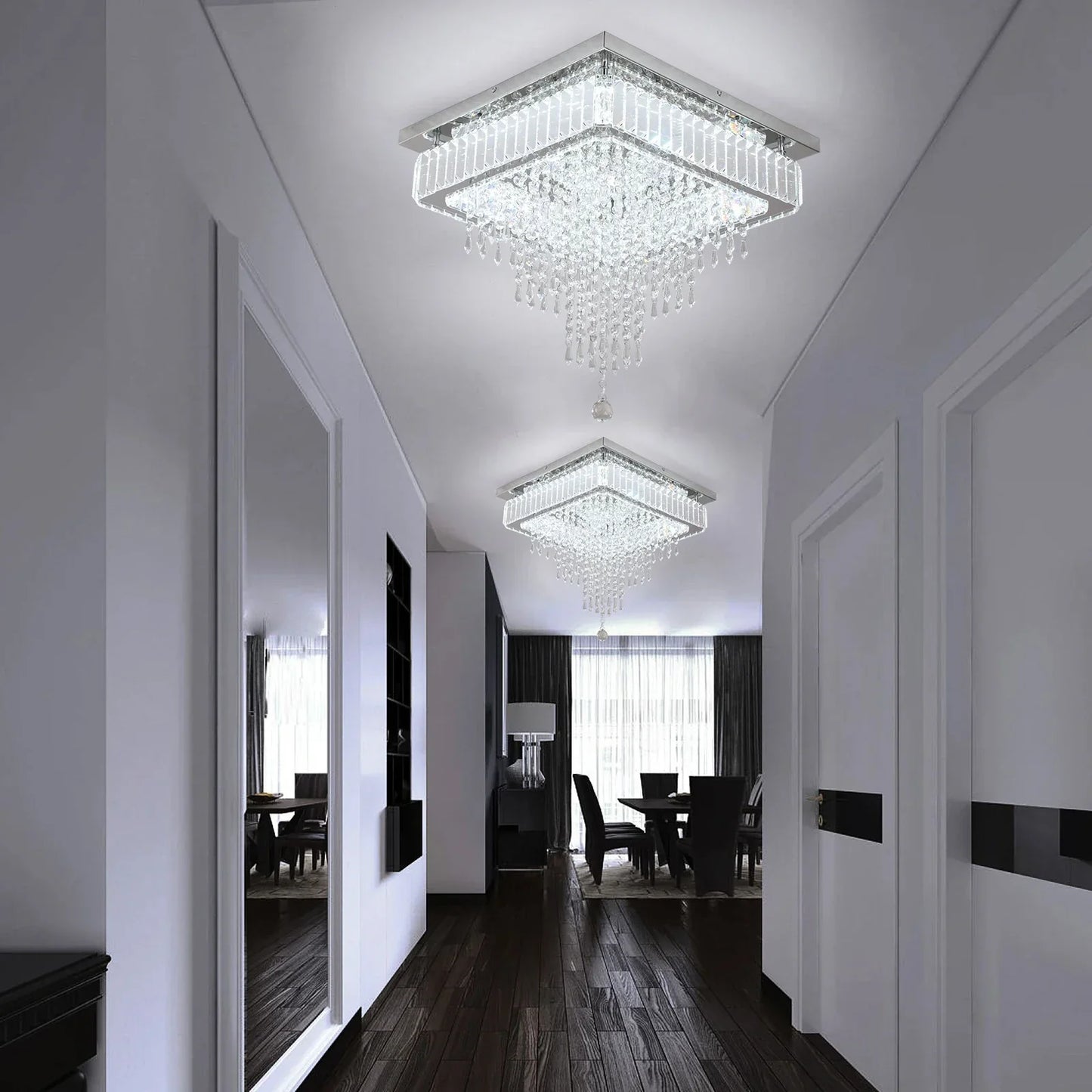 DecorBites™ Crystal LED Pendant Chandelier for Dining Living Room Decor