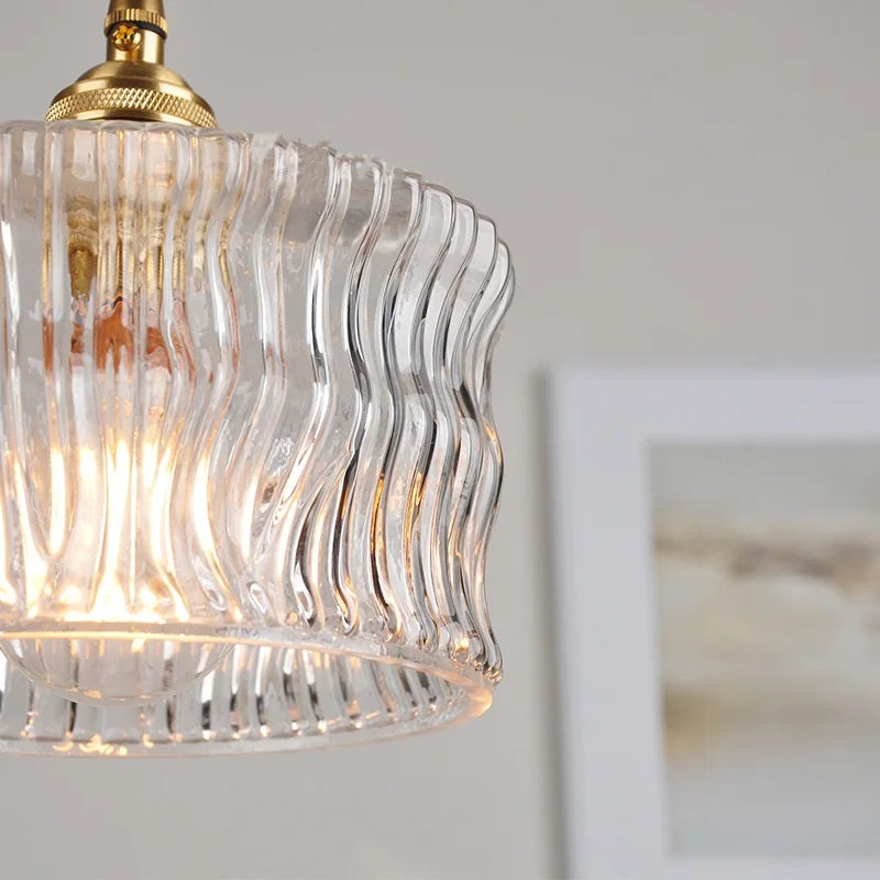 Brass Glass Pendant Light With Clear Shade Dining