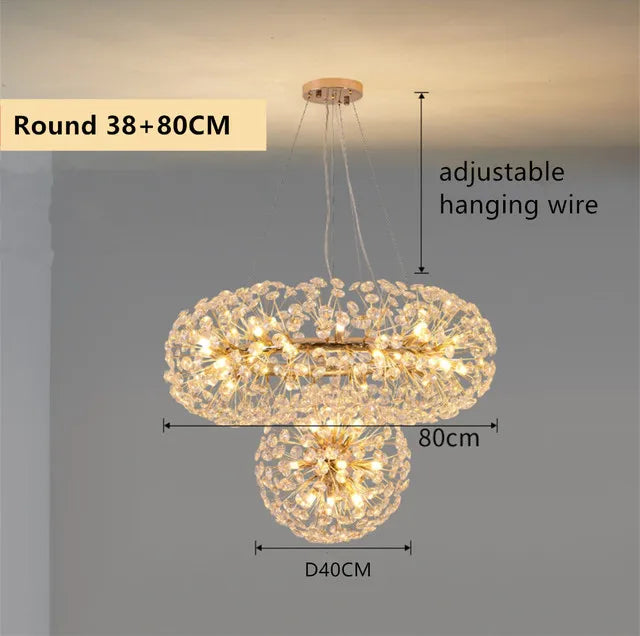 Gold Crystal LED Hanging Lamp