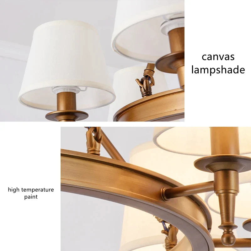 DecorBites™ Country Retro Chandelier Fabric Lampshade Ceiling Pendant Light for Home Indoor Decor