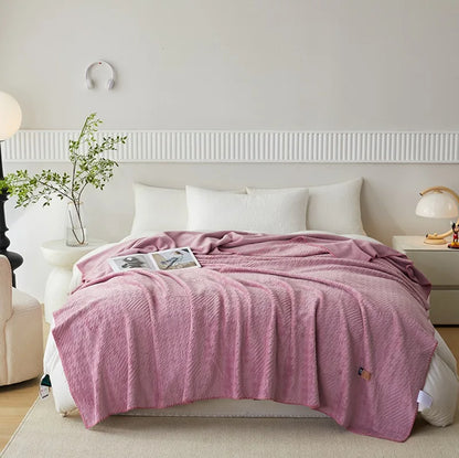 DecorBites™ Jacquard Milk Velvet Air Conditioning Blanket | All Seasons Warmth & Travel Shawl