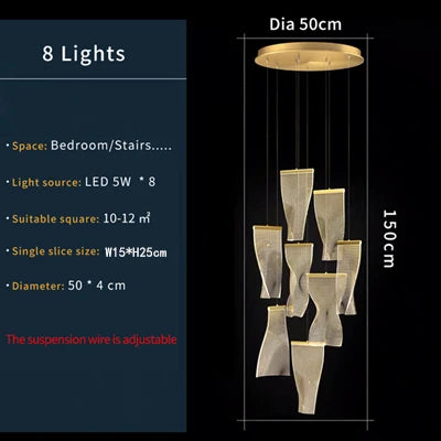 Acrylic Modern Pendant Light 18-Light Round Staircase
