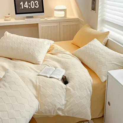DecorBites™ High-Density Milk Fleece Warm Bedding Set for Winter