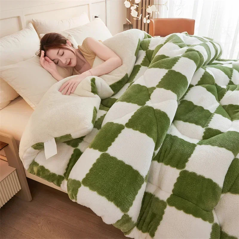 DecorBites™ Cozy Checkerboard Winter Blanket - Super Thick & Soft Cashmere Duvet Comforter