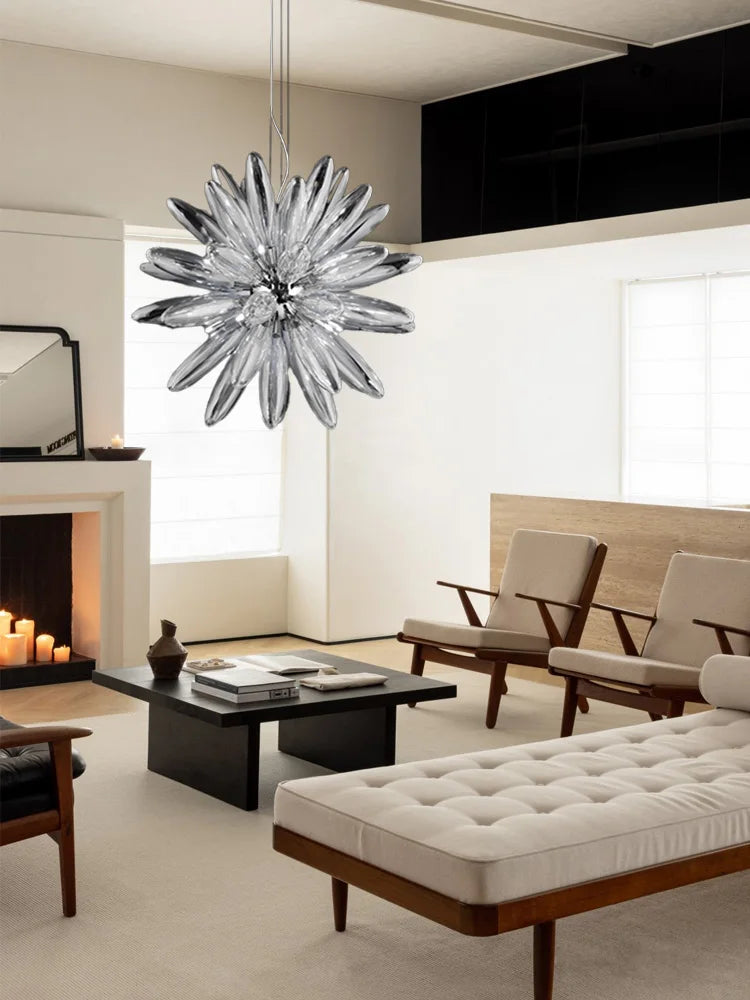 Glass Globe LED Chandelier 110cm Gold Hardware