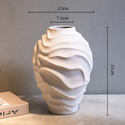 DecorBites™ Geometric Spiral Ceramic Vase Flowerpot, Fruit Platter, Home Decor Accessories