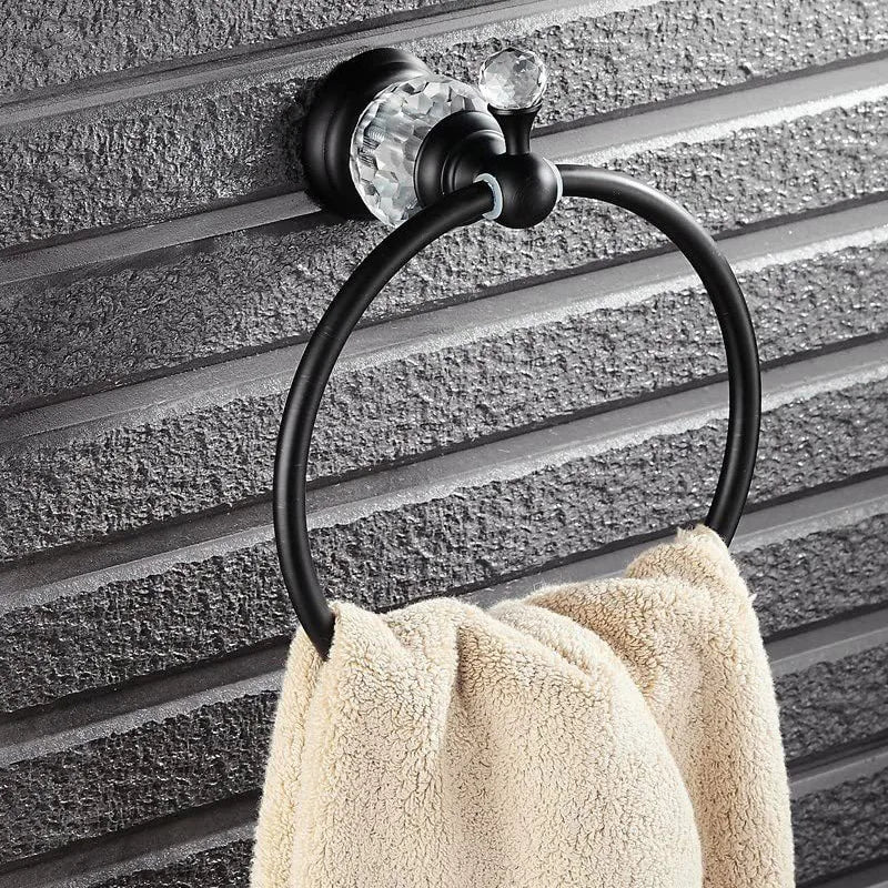 DecorBites™ Crystal Towel Holder: Elegant Chrome Towel Ring for Classic Bathroom, Wall Mounted Rack