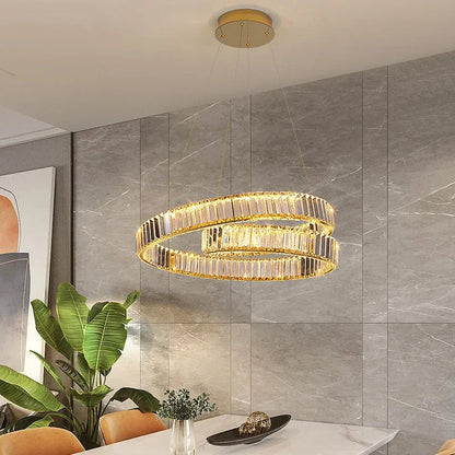 DecorBites™ Crystal LED Pendant Lights: Modern Luxury Chandelier for Living and Dining Rooms