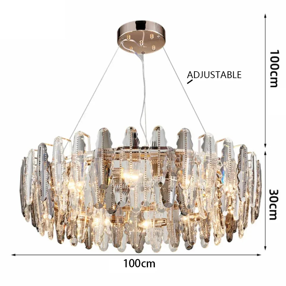 Crystal Leaf Chandelier 150cm Duplex Design