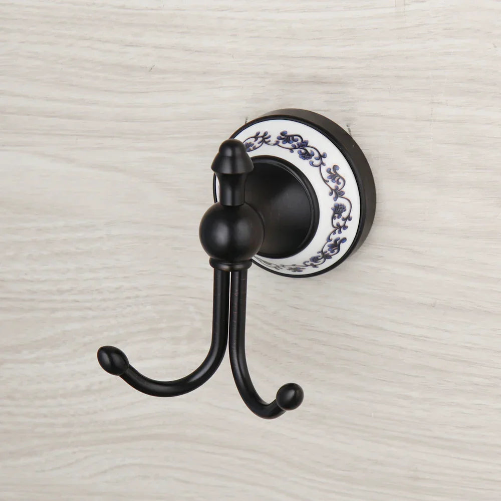 DecorBites™ Black Stainless Steel Wall Mounted Bathroom Towel Hook Robe Coat Hanger