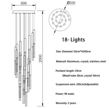 DecorBites™ Crystal LED Chandelier: Stylish Lighting for Staircase & Living Room