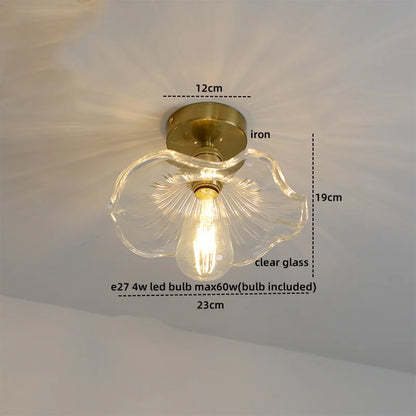 DecorBites™ Green Glass Copper Ceiling Light Fixture Balcony Kitchen Modern LED Lamp