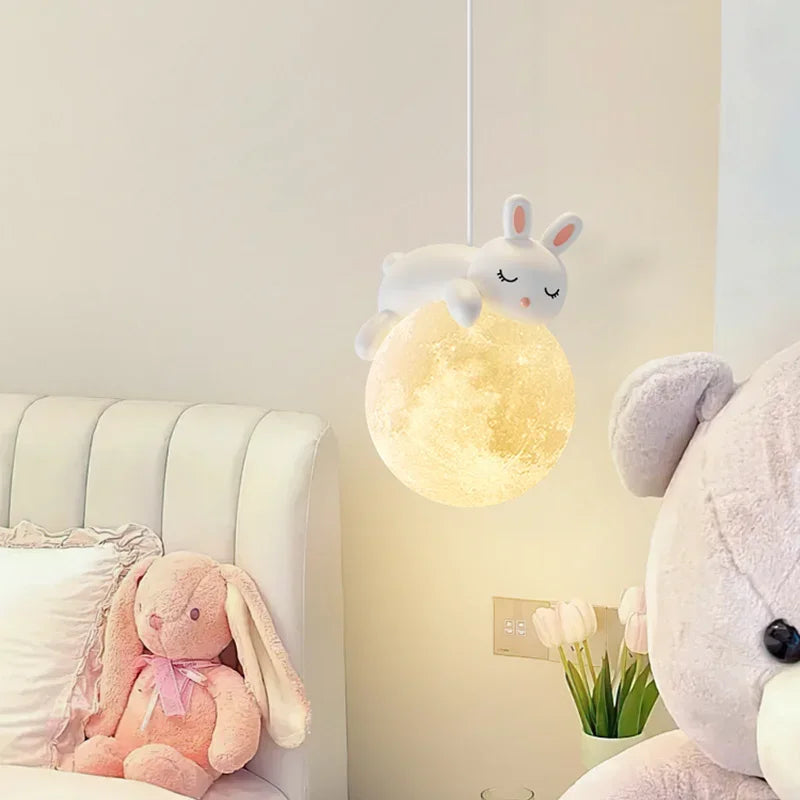 White Bear Bunny Pendant Light