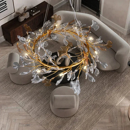 DecorBites™ Crystal Leaf Branch Chandelier - Elegant Lighting Fixture for Bedroom, Living Room, Dining Room