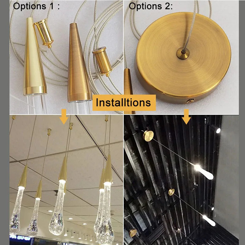 DecorBites™ Crystal Glass LED Pendant Lights for Restaurant, Bar, and Staircase