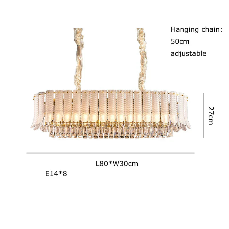Gold Crystal Round Chandelier Polished Steel 100cm