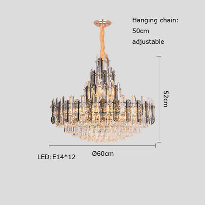 DecorBites™ Crystal LED Oval Round Chandelier Hanging Lamp - Dimmable Ceiling Pendant