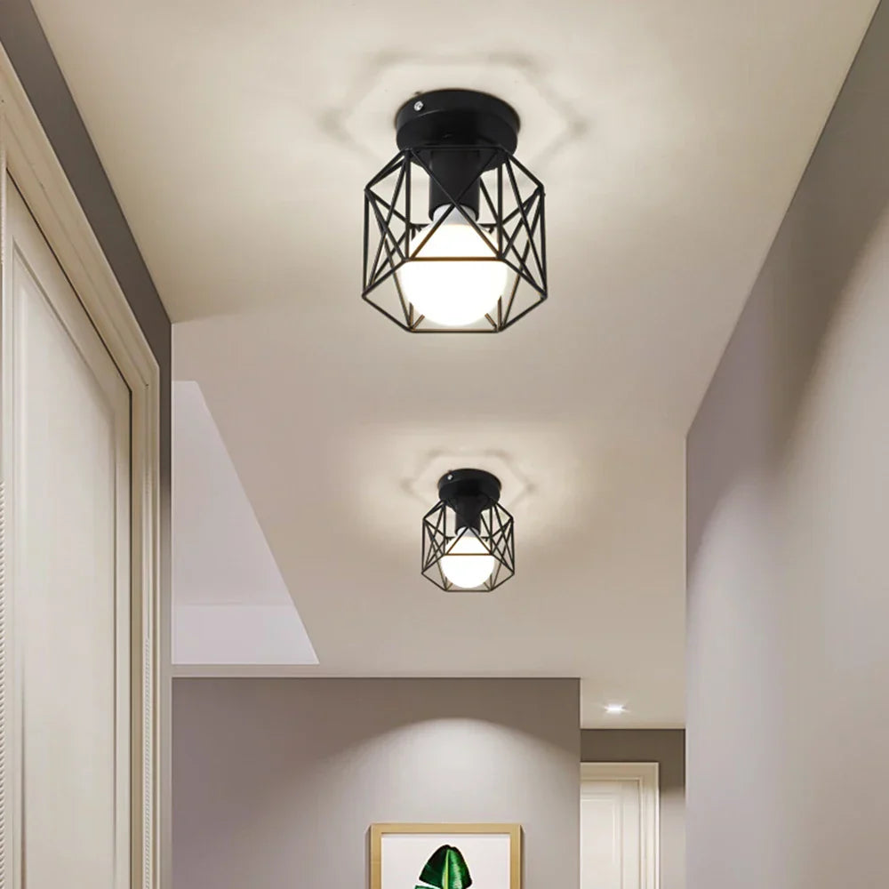 DecorBites™ Iron Cage Retro Ceiling Lamp for Home Lighting