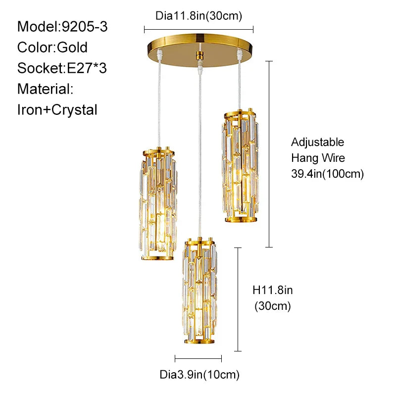 DecorBites™ Gold Crystal Chandelier: Elegant Dining Room Pendant Lighting