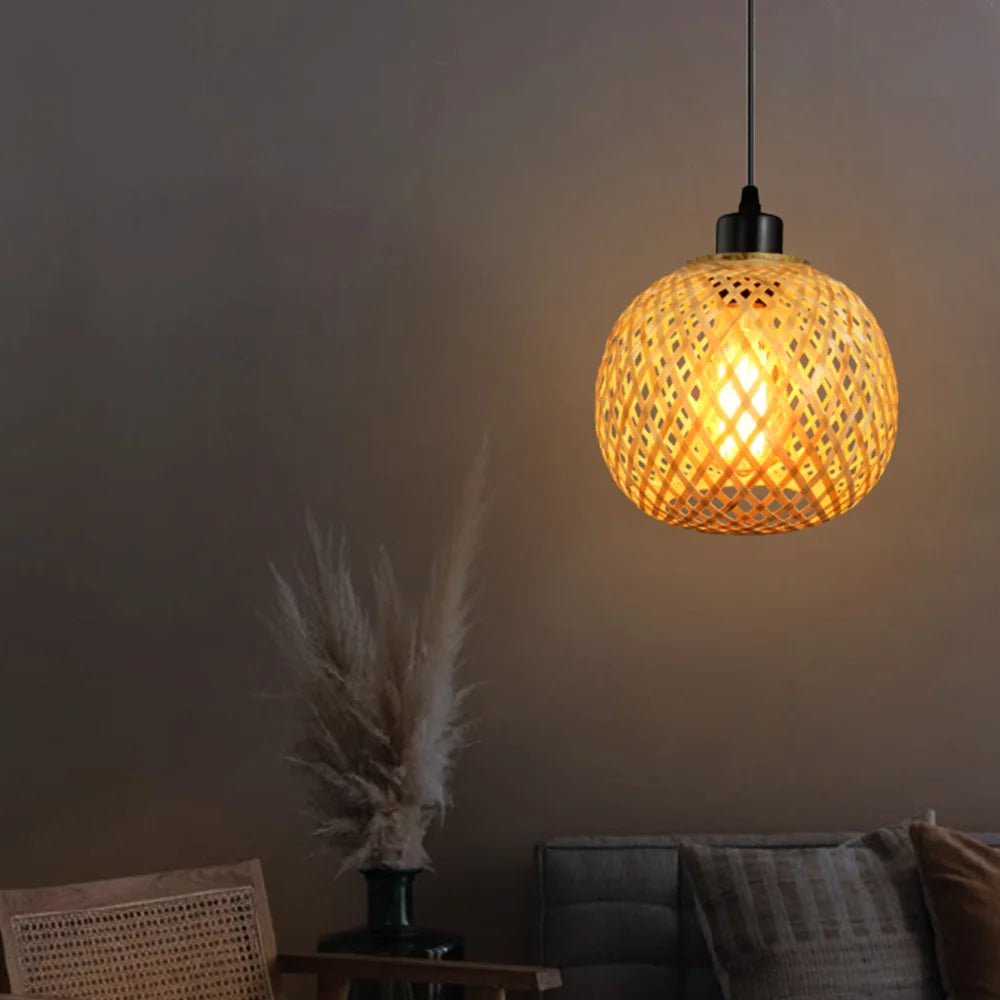 DecorBites™ Bamboo Pendant Light Handmade Rattan