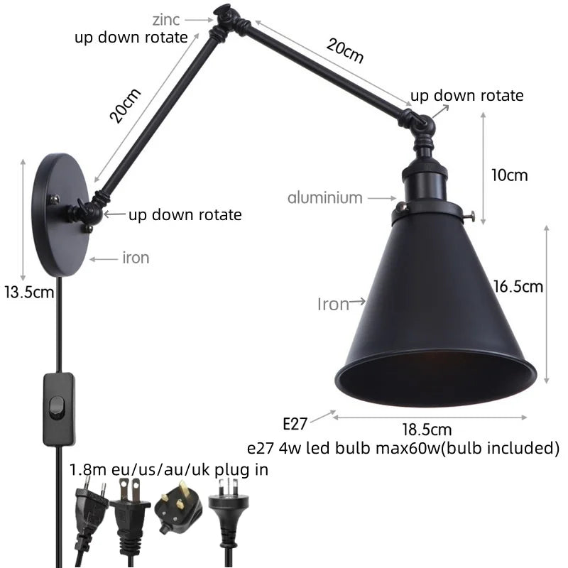 Brass Long Arm Lamp