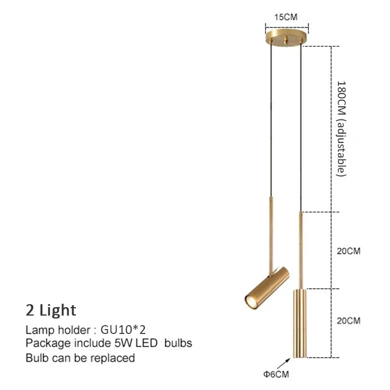 Minimalist Adjustable GU10 Pendant Light in Black or Gold