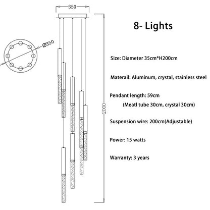 DecorBites™ Crystal LED Chandelier: Stylish Lighting for Staircase & Living Room