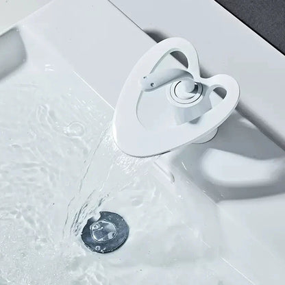 DecorBites™ Golden/White Basin Faucet: Black Brass Waterfall Sink Mixer Tap, Hot & Cold.