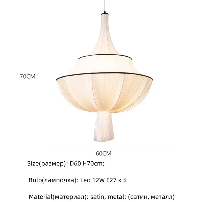 DecorBites™ Creamy E27 Foyer Chandelier: French-Inspired LED Pendant Lights for Bedroom, Art Decor Lampara