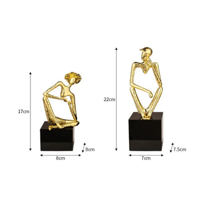 DecorBites™ Golden Hat Thinker Figure Sculpture for Home Decor