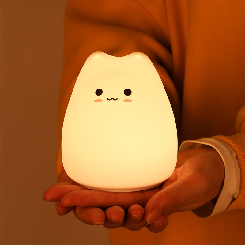 Mini Beliebte Katze Baby Nacht Lampe 7-farbe Pat Touch Farbwechsel Augenschutz Schlafzimmer Nacht Nacht Licht Geschenk Kinder 