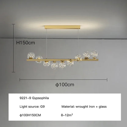 DecorBites™ Glass Ball G9 LED Chandelier for Dining Room, Kitchen, Office & Front Desk