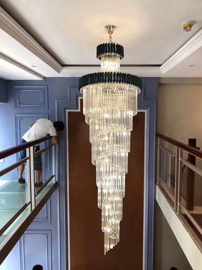 DecorBites™ Crystal Black Clear LED Chandelier Lighting for Staircase Foyer