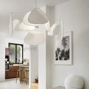 White Fabric Grid Chandelier