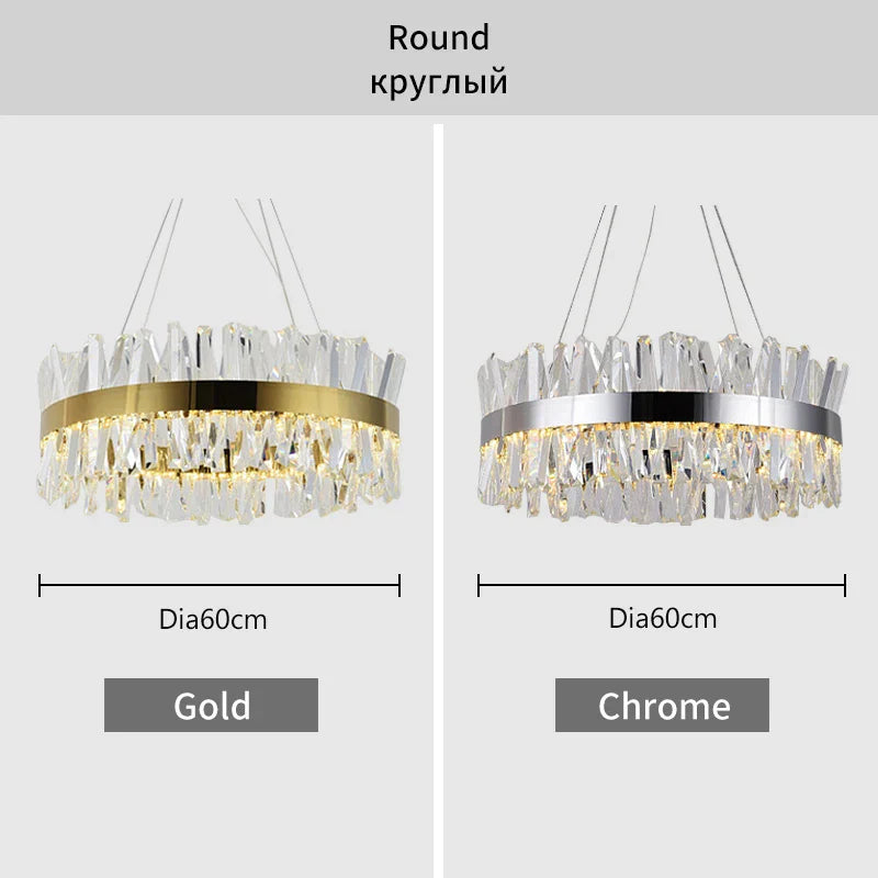 DecorBites™ Crystal LED Pendant Light Chrome/Gold Luxury Chandelier for Kitchen Living Room.