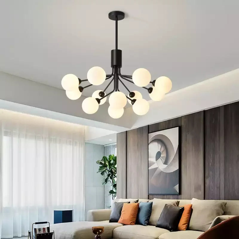 Gold Glass LED Dining Chandelier 18-Head Design