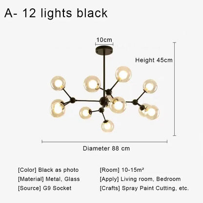 DecorBites™ Glass Ball Pendant Chandelier for Living Room Bedroom Dining Room