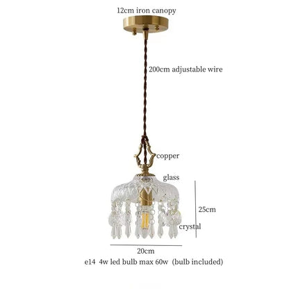 DecorBites™ Crystal Glass LED Copper Pendant Lights for Bedroom Living Dining Room
