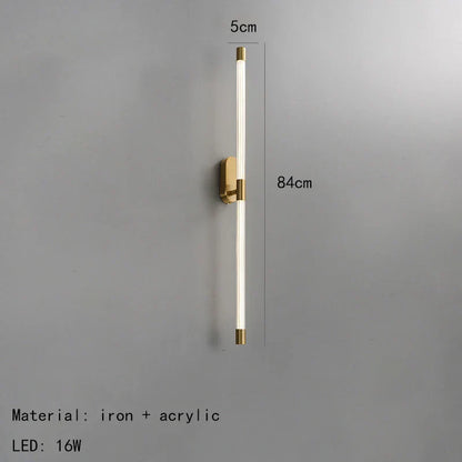 DecorBites™ Acrylic Line LED Wall Lights Dimming Gold Black Metal for Living Room Bedroom