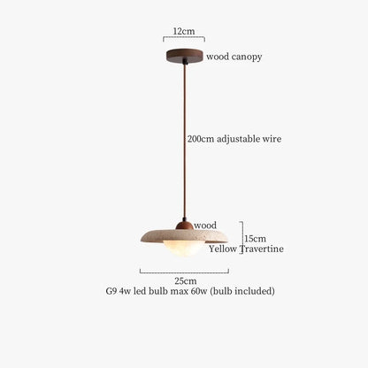 DecorBites™ Iron Yellow Travertine LED Pendant Light for Bedside Dining Living Room